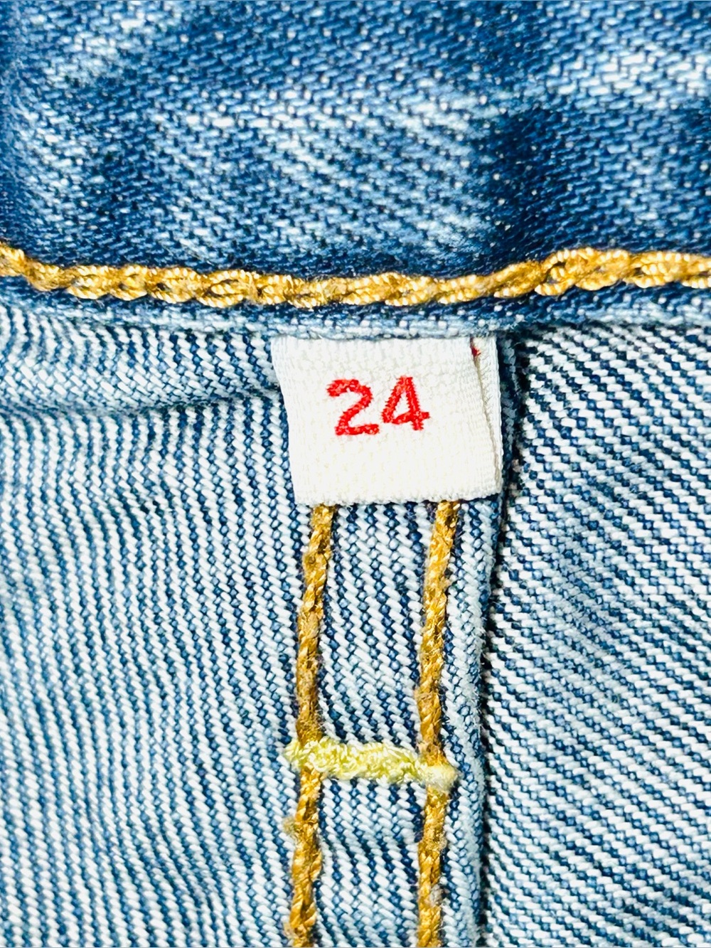 Levi's Classic High Rise buttonfly jean shorts distressed women size 24 - Picture 3 of 8